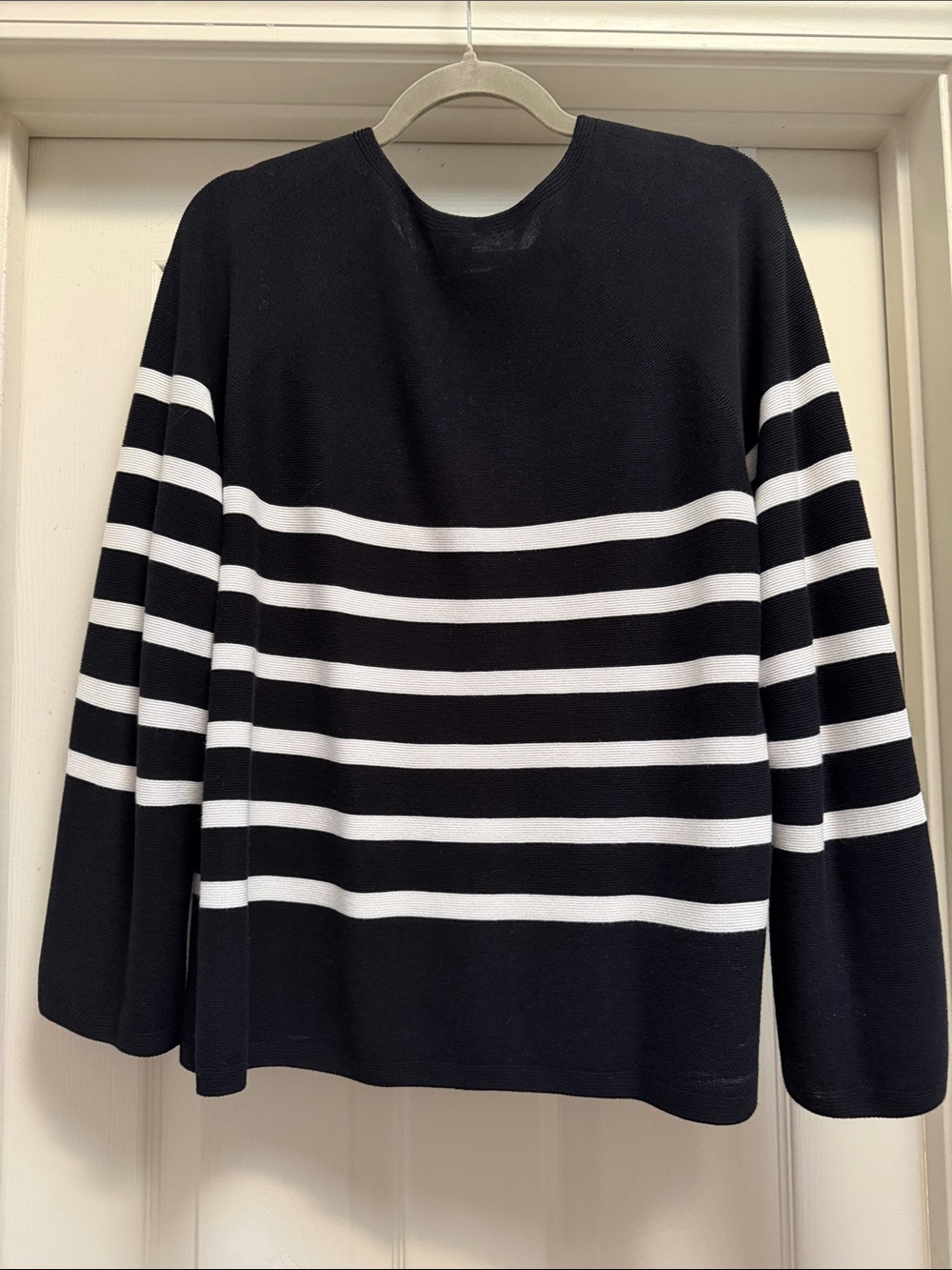 Uniqlo 3D Knit Cotton Sweater Black/White Stripes Sz L - Picture 4 of 7